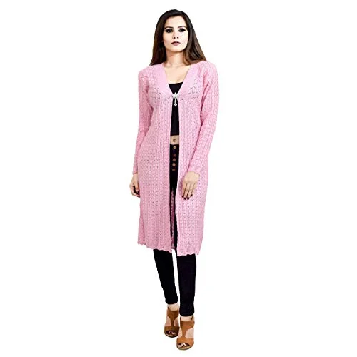 Shree Mark Womens/Ladies / Girls Woolen Full Sleeve Winter Wear Open Shrug and Womens/Ladies / Girls Woolen Full Sleeve Shrug(Type-Women Woollen Cardigan;Size- Free) Notch Collar Peter Pan Collar Cowl Neck
