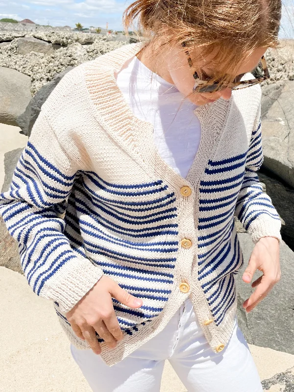 Coastal Striped Cardigan (Knit) Cashmere Blend Cotton Blend Poly Blend