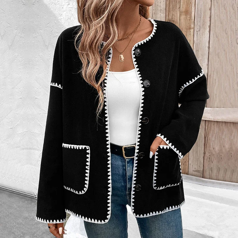 IKEARLAX New Hot Trade New New an, n Autumn and Winter Women's Clothing  Loose Color Matching Fleece Jacket Women Nylon Jacket Polyester Jacket Spandex Jacket
