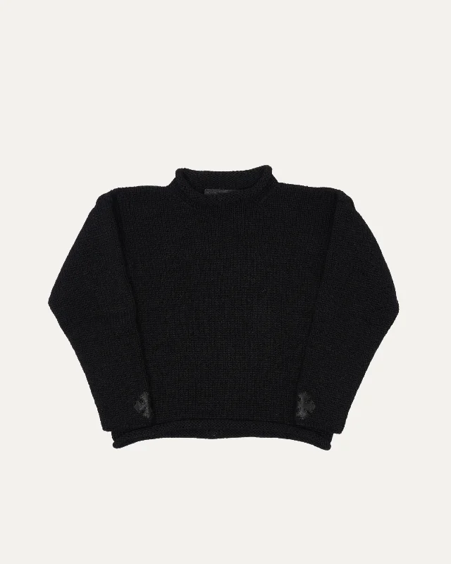 Cashmere Cross Patch Roll-Neck Sweater Embroidered Appliqued Beaded