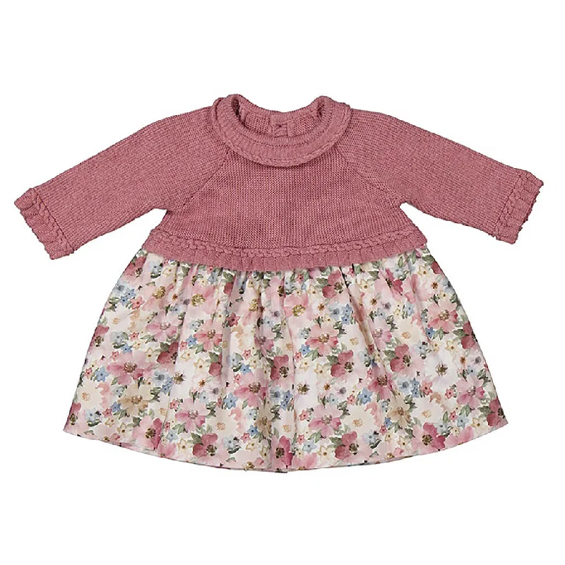 Combined Knit Dress Pink