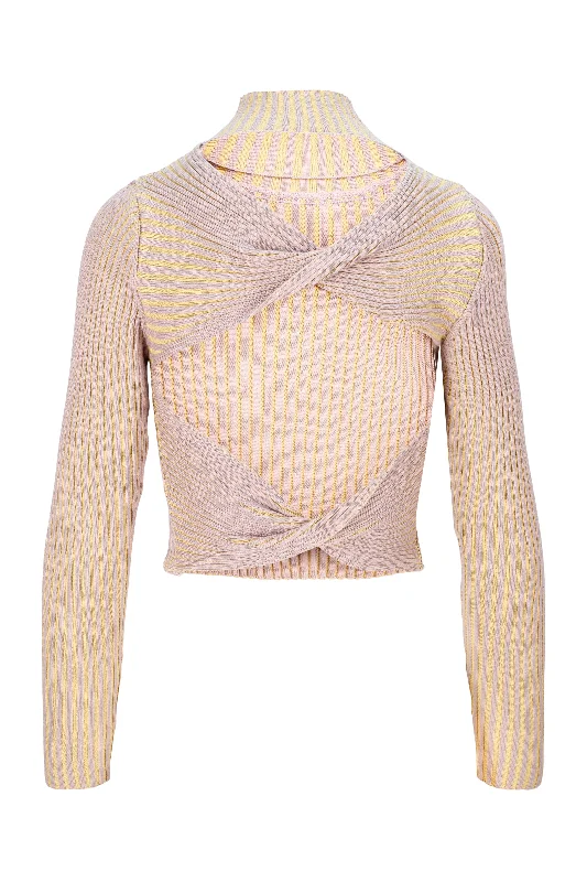 Joy Knitted Sweater - Lilac/Yellow Chenille Blend Fleece Blend Nylon Blend