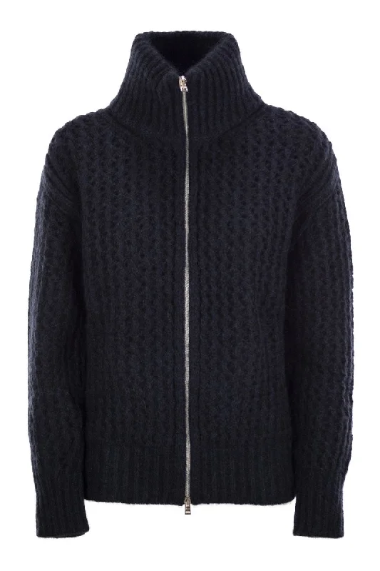 Cardigan in alpaca and wool yarn Thin Thick Dense