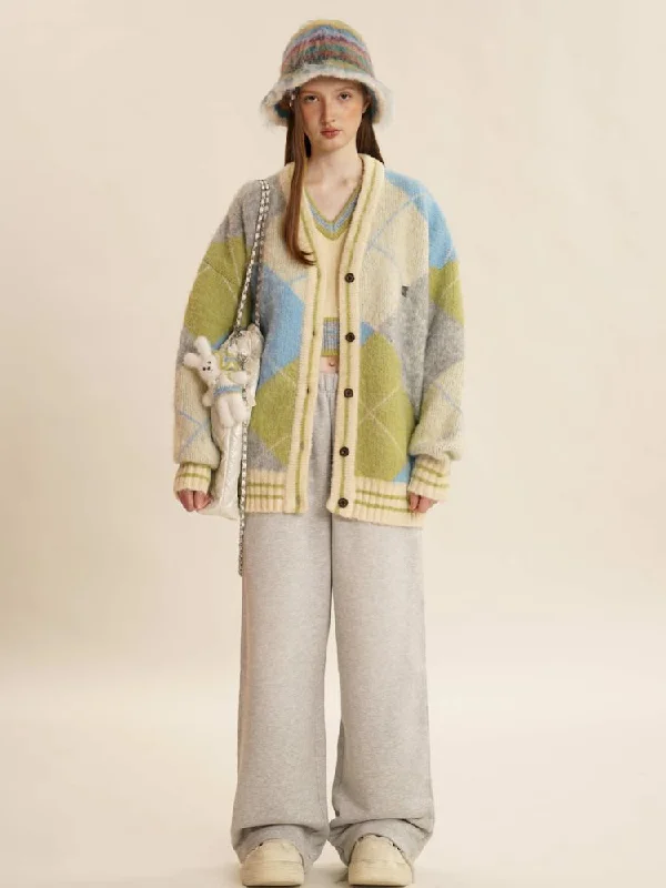 V-neck loose knit cardigan sweater【s0000006000】 Front Pockets Side Pockets Patch Pockets