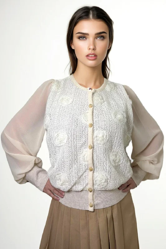 H5832 ROSE CARDIGAN SWEATER TOP Tailored Straight A-Line