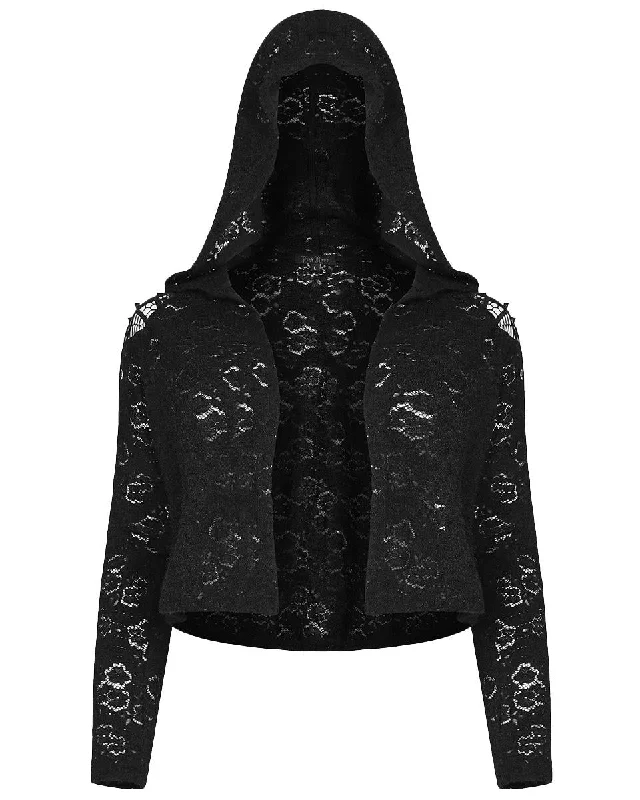 Punk Rave Plus Size Hooded Lace Cardigan Sequined Glittery Shiny