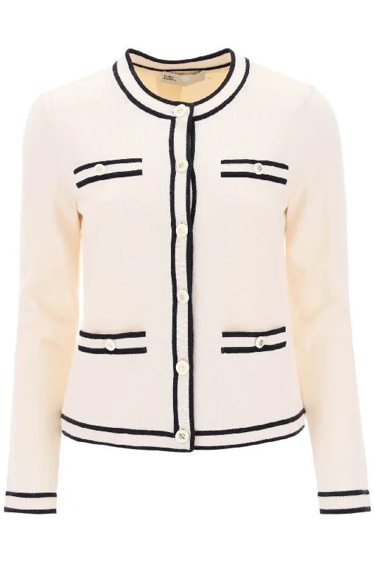 Kendra Merino Wool Cardigan  - White Mesh Cardigan Canvas Denim