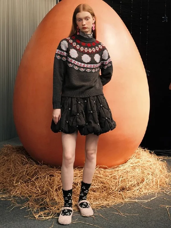 Bow Jacquard Wool Sweater【s0000005959】 Mesh Fabric Canvas Fabric Denim Fabric