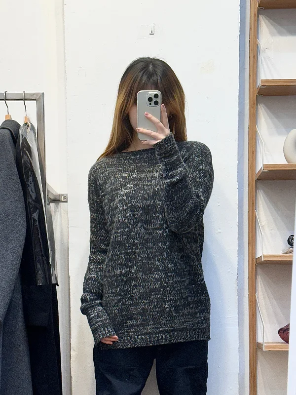 Black Wool Cashmere Sweater Collared Crew Neck Turtle Neck