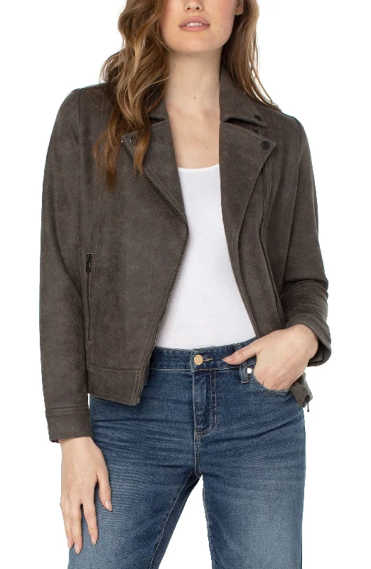 Liverpool Moto Jacket (brown earth and grey) Denim Jacket Leather Jacket Suede Jacket
