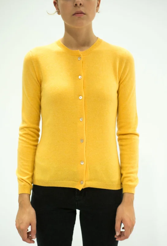 LA ROSE cardigan cashmere giallo Transparent Opaque Sheer