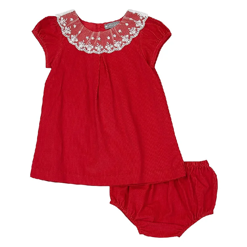 Corduroy Lace Dress with Bloomer