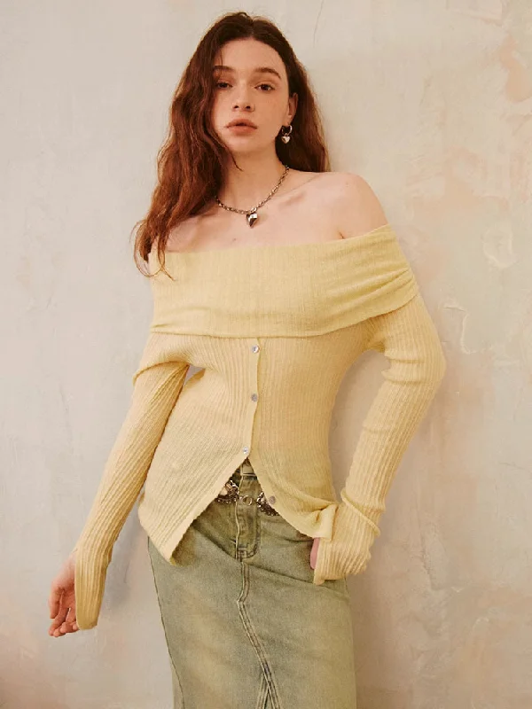 Slim off shoulder sweater【s0000006412】 Fitted Slim Tailored