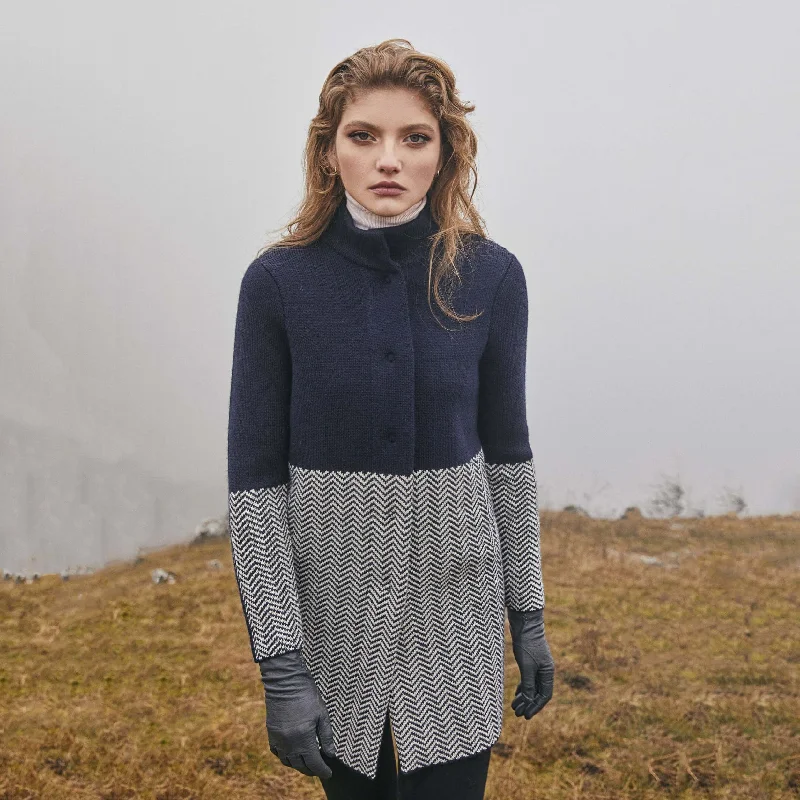 Ladies Irish Herringbone Cardigan Terry Blend Velvet Blend Canvas Blend