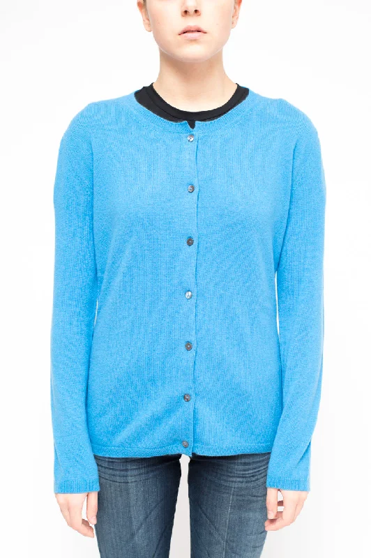 LA ROSE cardigan lightblue Zippered Buttoned Snapped