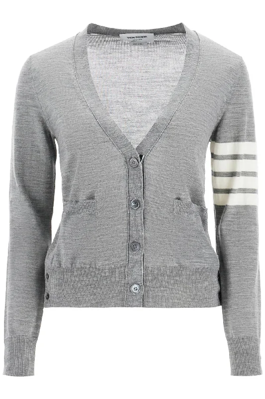 4-bar Merino Wool Cardigan  - Grey Fleece Cardigan Nylon Polyester