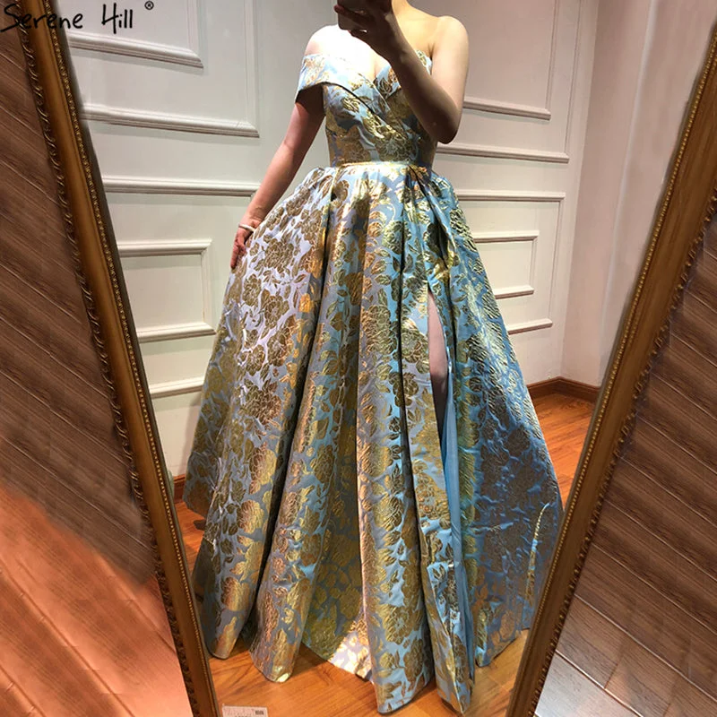 Embroidery Long Dress Evening Sexy Off Shoulder Fashion LA6525