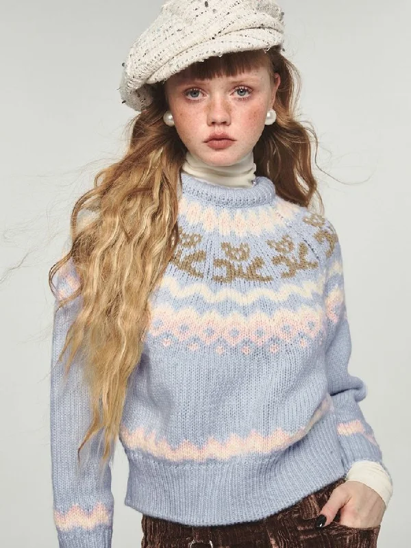 Loose Blue Sweater【s0000004728】 Turtle Neck Boat Neck Asymmetrical Neck
