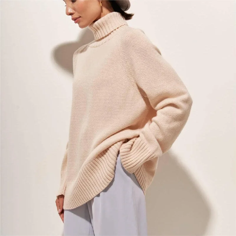 Half High Collar Solid Color Loose Sweater MY0048 Nylon Fabric Polyester Fabric Spandex Fabric
