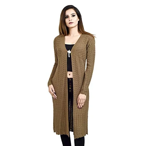 Shree Mark Womens/Ladies / Girls Woolen Full Sleeve Winter Wear Open Shrug and Womens/Ladies / Girls Woolen Full Sleeve Shrug(Type-Women Woollen Cardigan;Size- Free) Zippered Buttoned Snapped