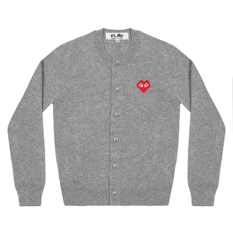 Play Comme des Garçons x the Artist Invader Ladies' Cardigan (Top Grey) Anti-Pilling Anti-Shrink Durable