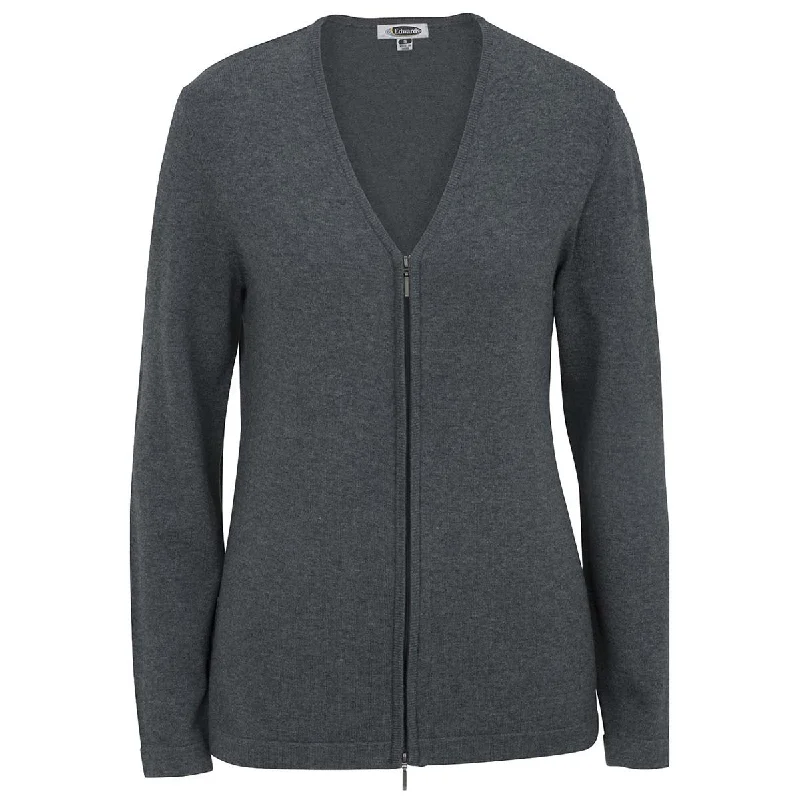 Edwards Women's Smoke Heather V-Neck Full Zip Cardigan Casual Formal Business
