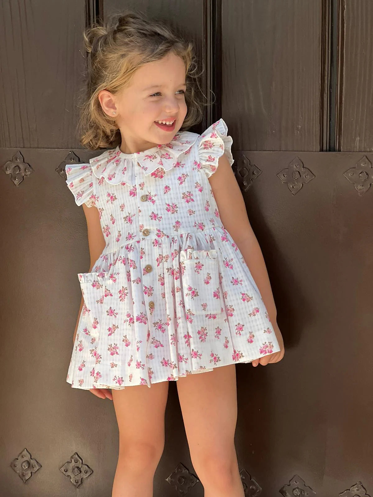 SS23 La Peppa White & Pink Floral Dress & Pants Set Discount Jeans,