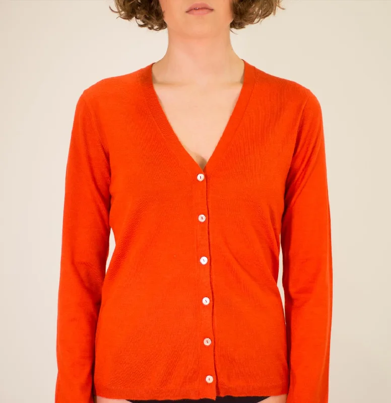 LA ROSE cardigan knit orange Cotton Fabric Linen Fabric Terry Fabric