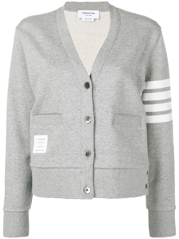 V-NECK CARDIGAN W/ ENGINEERED 4 IN CLASSIC LOOPBACK Wool Fabric Cashmere Fabric Tweed Fabric