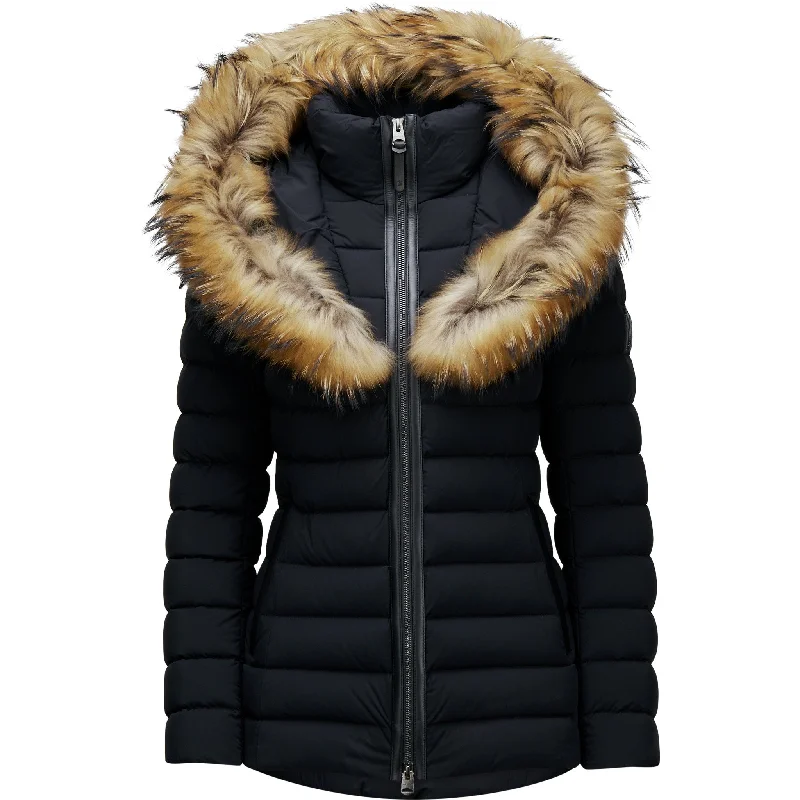 Kadalina Down Jacket with Signature Racoon Fur Collar - Women's|-|Manteau en duvet Kadalina à col signature en fourrure de raton laveur - Femme Front Pockets Side Pockets Patch Pockets