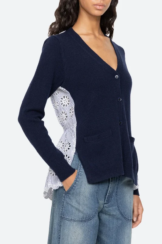 Lennon  Cardigan | Navy Thin Thick Dense