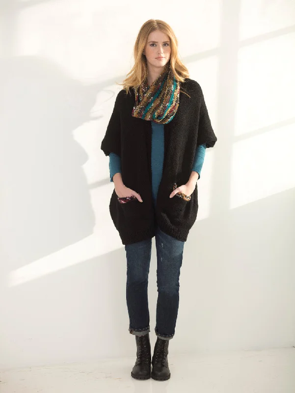 Easy Rectangle Cardigan And Cowl (Knit) Neon metallic Matte