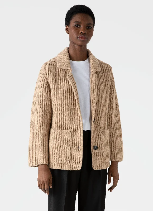 Women's Knitted Cardigan in Light Camel Long Cardigan Short Cardigan Medium Cardigan