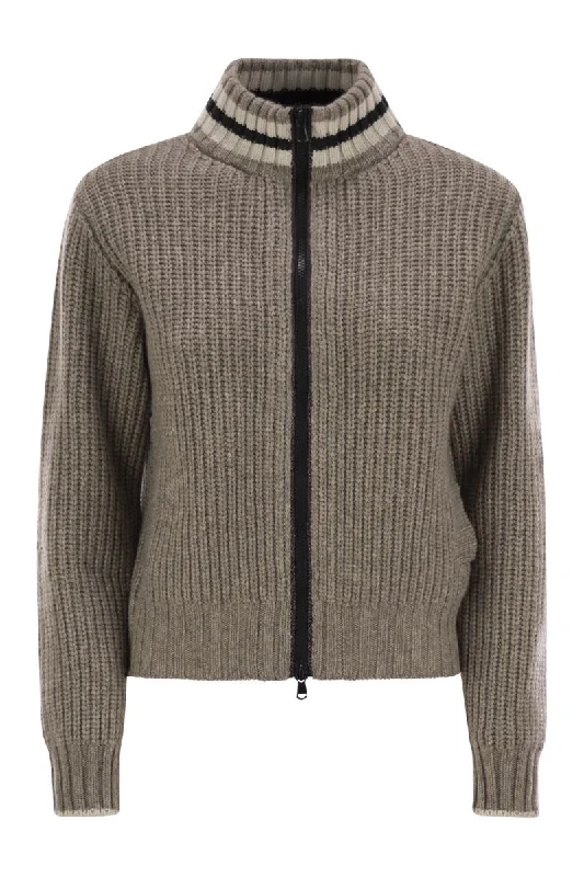 Cashmere Cardigan with Shiny Trims Oversized Loose Flowy