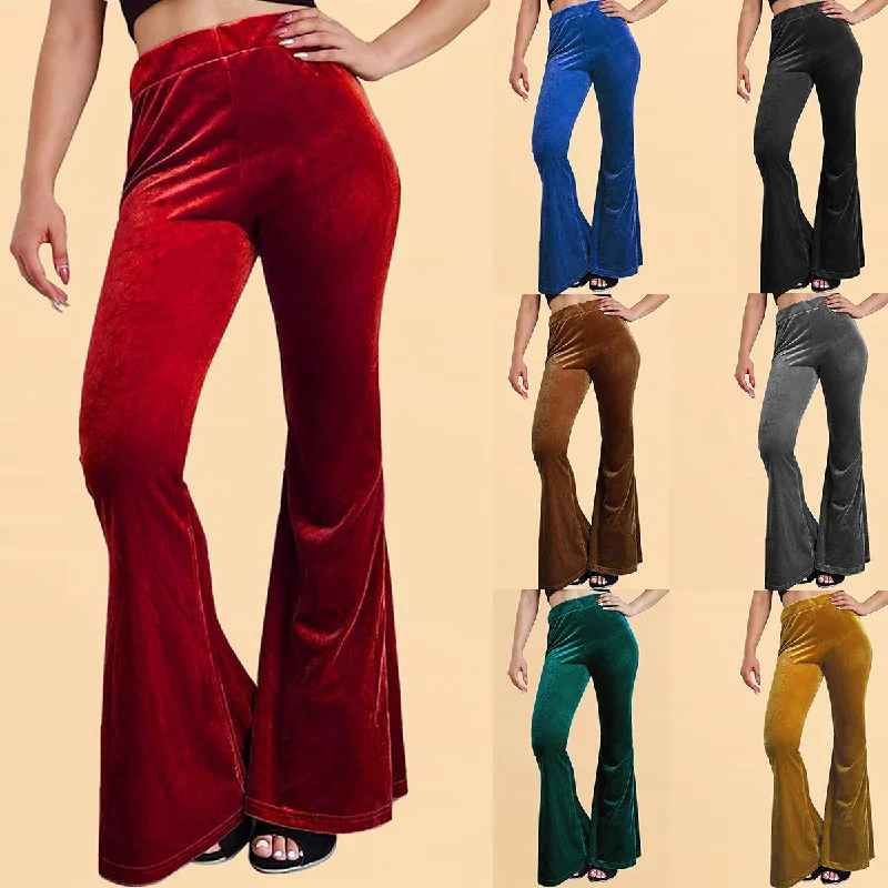 Velvet Bell-bottom Pants Casual Women Clearance Stretch,