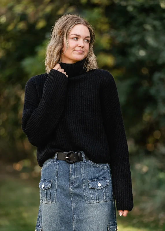 Lula Turtleneck Black Sweater - FINAL SALE Nylon Fabric Polyester Fabric Spandex Fabric