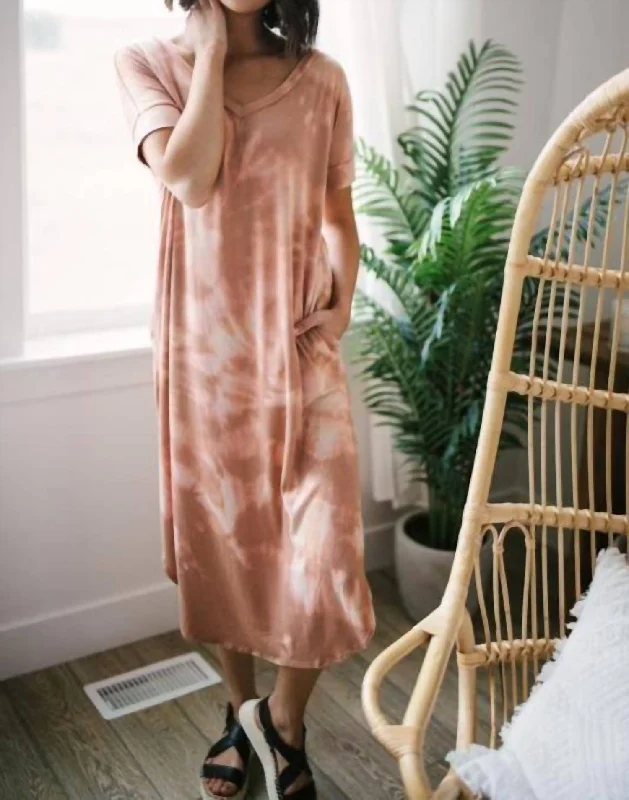 Ray Of Light Tie Dye Dress In Eggshell
