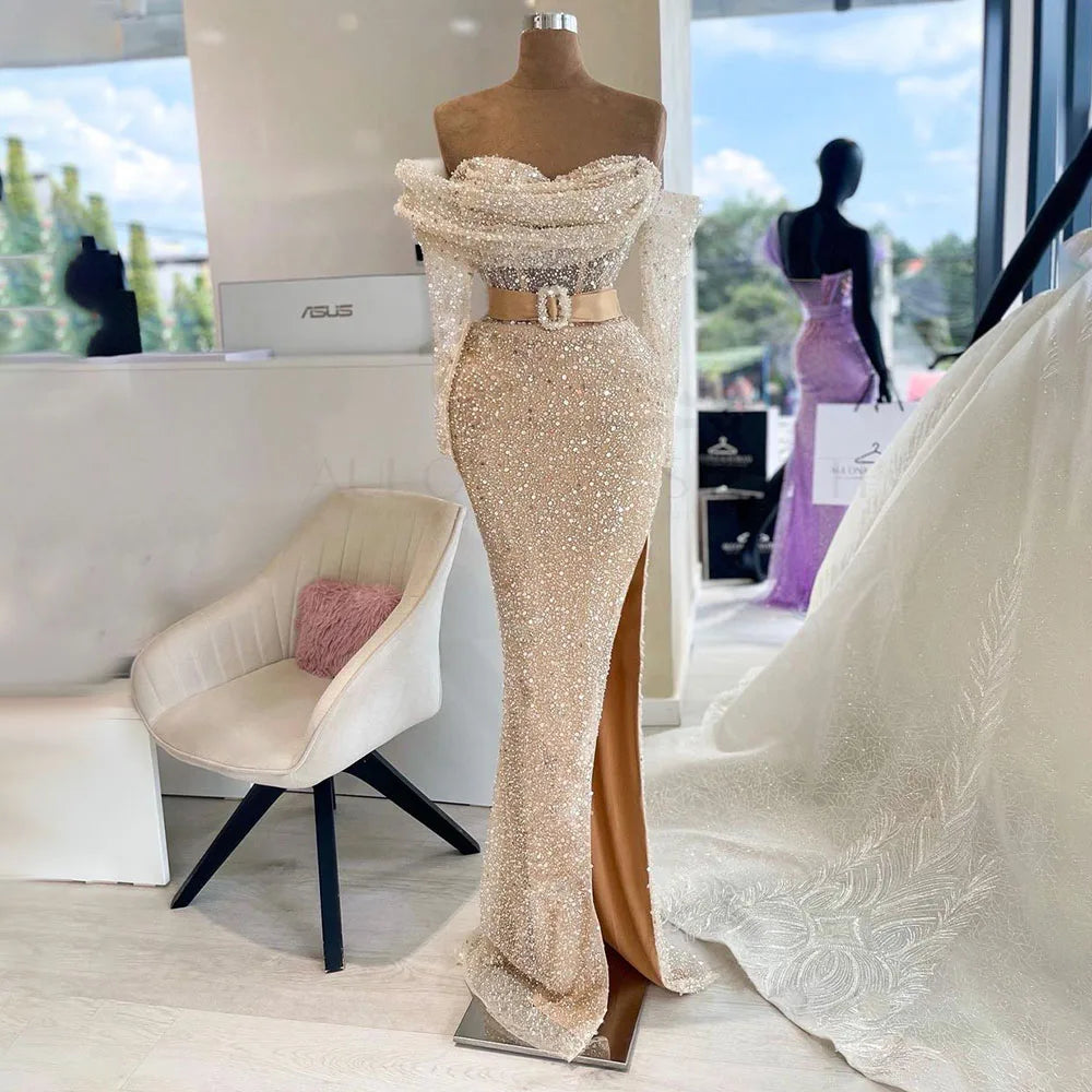 Serene Hill Arabic Nude Elegant One Shoulder Beaded Luxury Dubai Evening Dresses Gowns For Women Wedding Party 2024 LA72318D Serene Hill Arabic Nude Elegant One Shoulder Beaded Luxury Dubai Evening Dresses Gowns For Women Wedding Party 2024 LA72318D