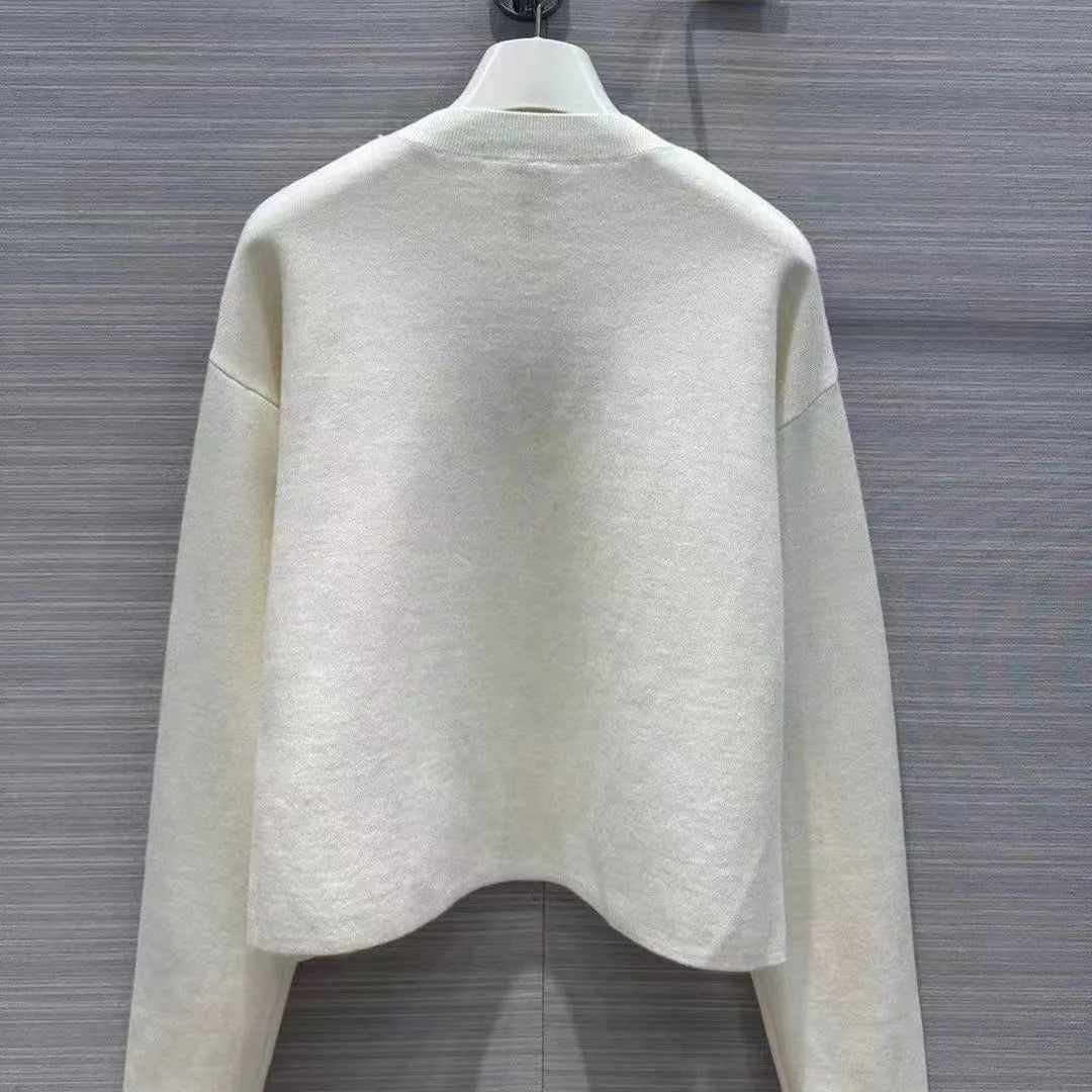 New Women's Sweater Autumn Trend Sports Long sleeved Top High end Slim Fit Pullover Designer Sweater Women's White Thin Knitted Sweater Wool Sweater Cotton Sweater Cashmere Sweater