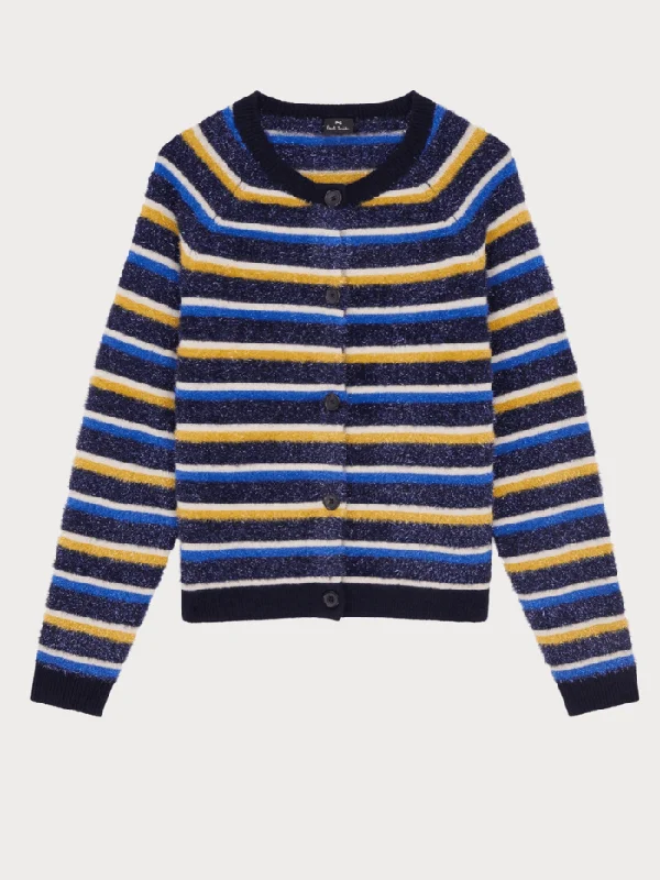 Paul Smith T Multi Striped Shimmer Cardigan W2R-191N-J30975 49 Tailored Straight A-Line