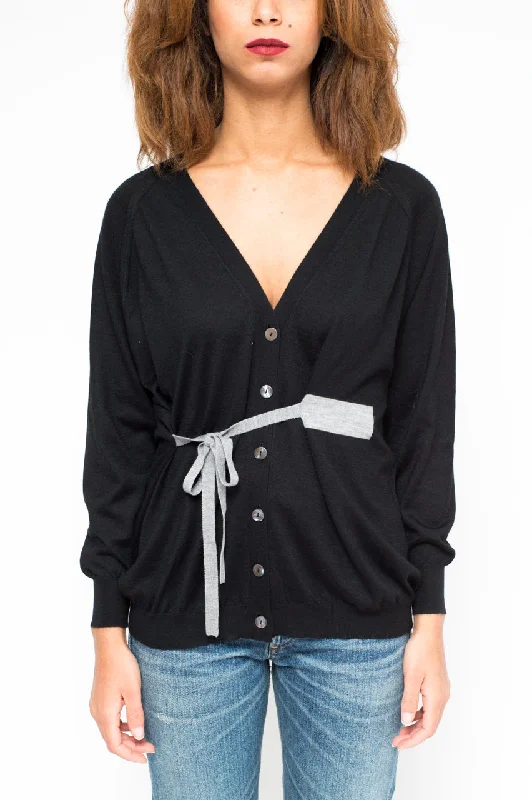 LA ROSE cardigan black Elasticated Padded Insulated