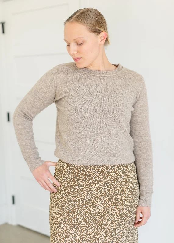 Crewneck Marled Knit Sweater - FINAL SALE Glossy Satin Silk