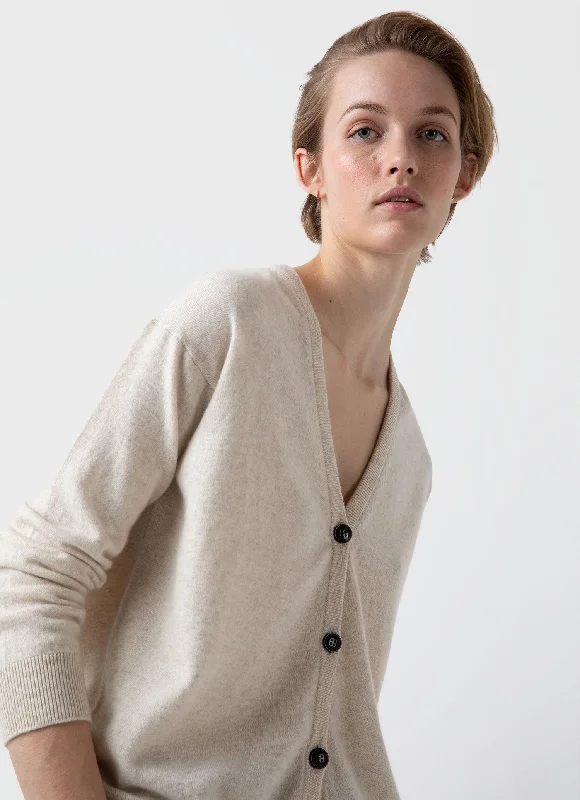 Women's Cashmere Cardigan in Natural Ecru Rayon Fabric Velvet Fabric Corduroy Fabric