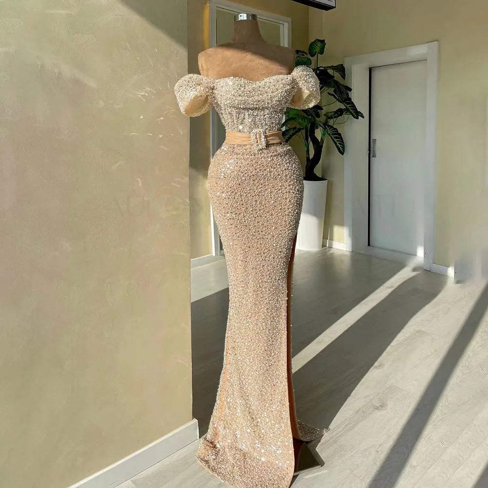 Serene Hill Nude Mermaid Elegant Boat Neck Beaded Luxury Dubai Evening Dresses Gowns For Women Wedding Party 2024 LA72318C Serene Hill Nude Mermaid Elegant Boat Neck Beaded Luxury Dubai Evening Dresses Gowns For Women Wedding Party 2024 LA72318C