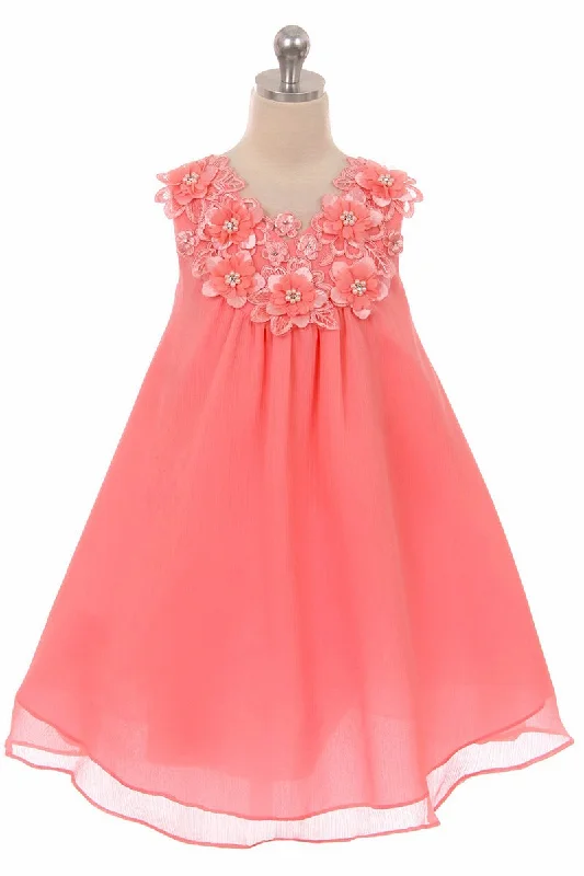 Good Girl Coral Floral V-Neck Dress