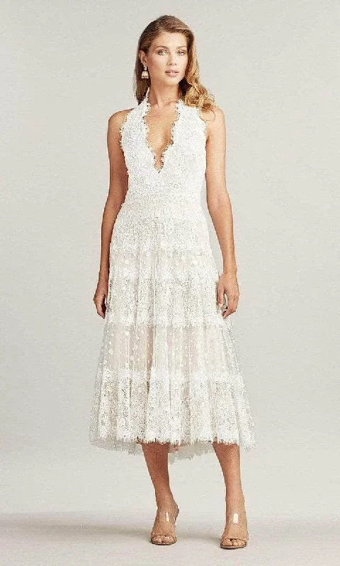 Tadashi Shoji - Tadashi Shoji - BNM20019MD Scalloped Halter Tea Length Dress
