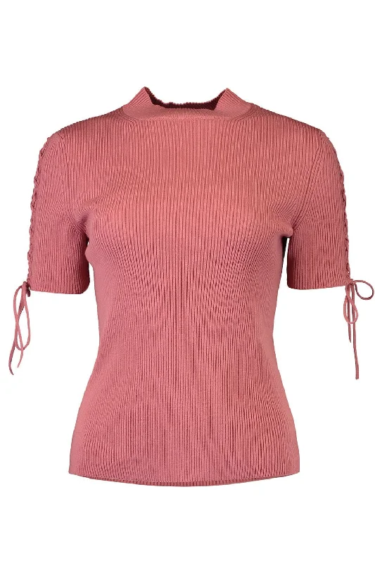 Tie Detail Ribbed Jumper Thin Thick Dense