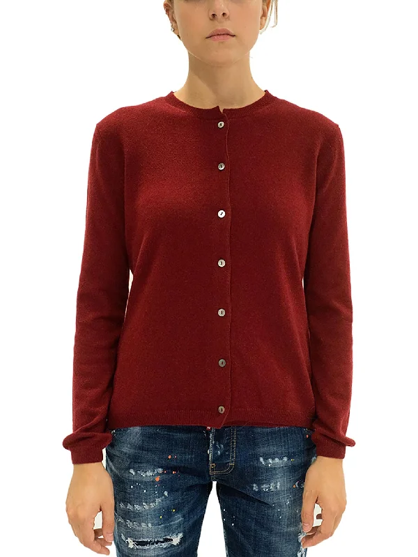 LA ROSE cardigan cashmere bordeaux Cable Knit Ribbed Knit Lace Knit