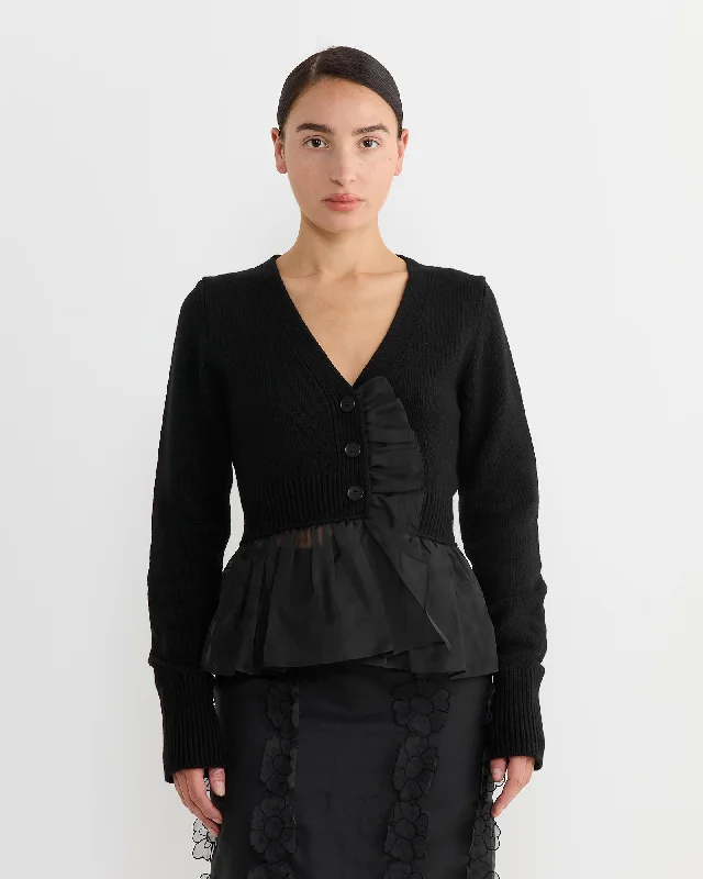 Phlox Cardigan in Black Hooded Cardigan Collared Cardigan Shawl Collar