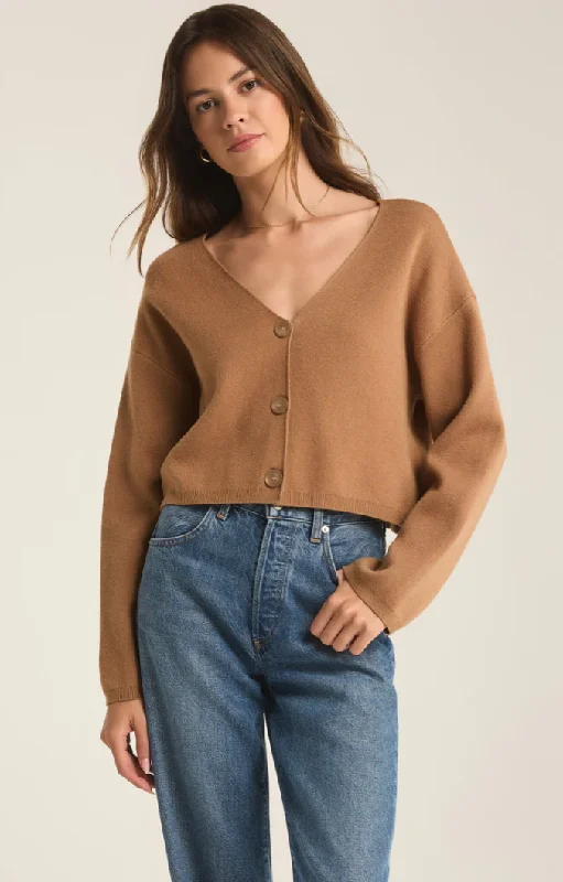 ESTELLE CARDIGAN Mesh Blend Leather Blend Suede Blend